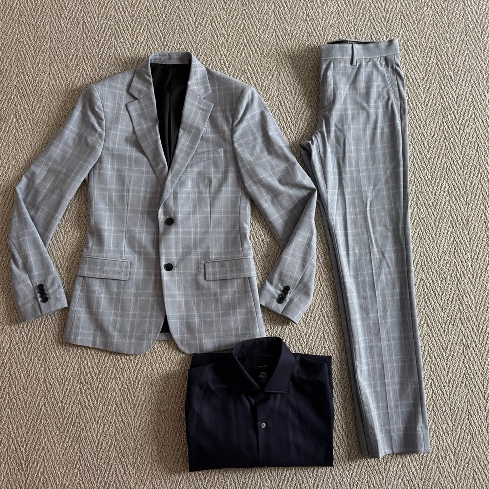 RW & Co Windowpane Two-Piece Slim Fit Suit.